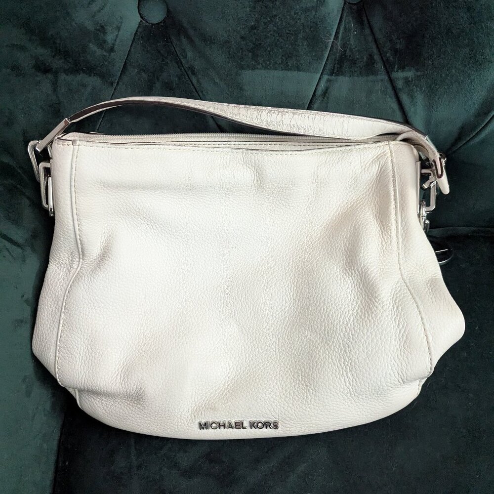 Michael Kors Neutral White Pebbled Leather Convertible Crossbody Shoulder Bag